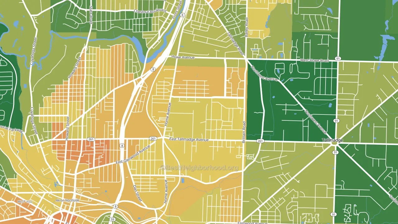 Chapel Hill, Akron, OH block-group voter-turnout map