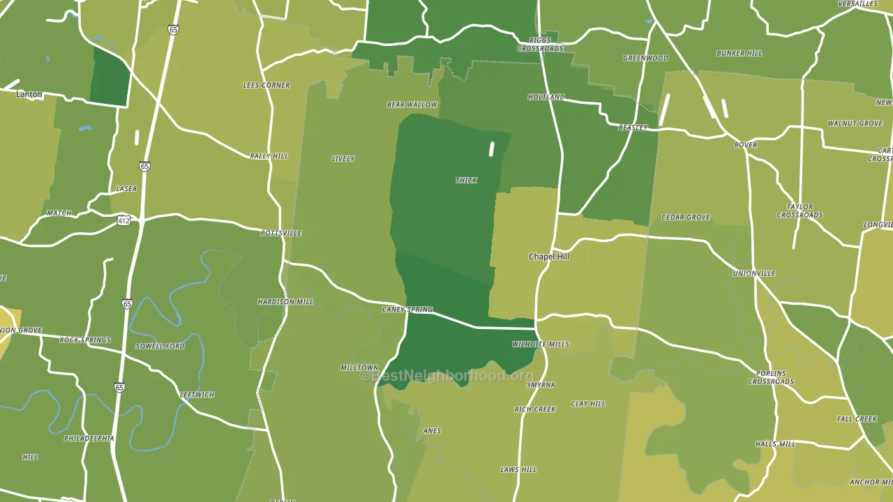 Chapel Hill, TN block-group voter-turnout map