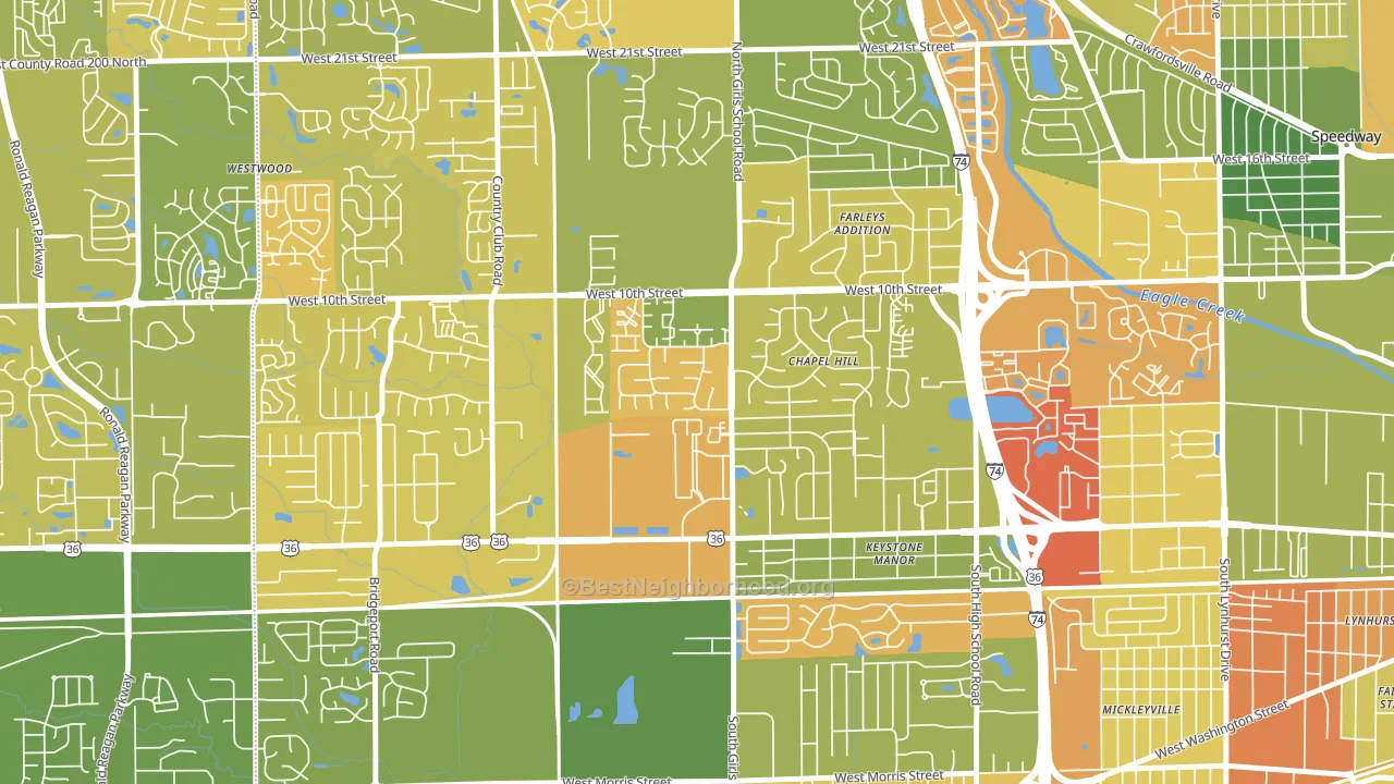 Chapel Hill Village, Indianapolis, IN block-group voter-turnout map