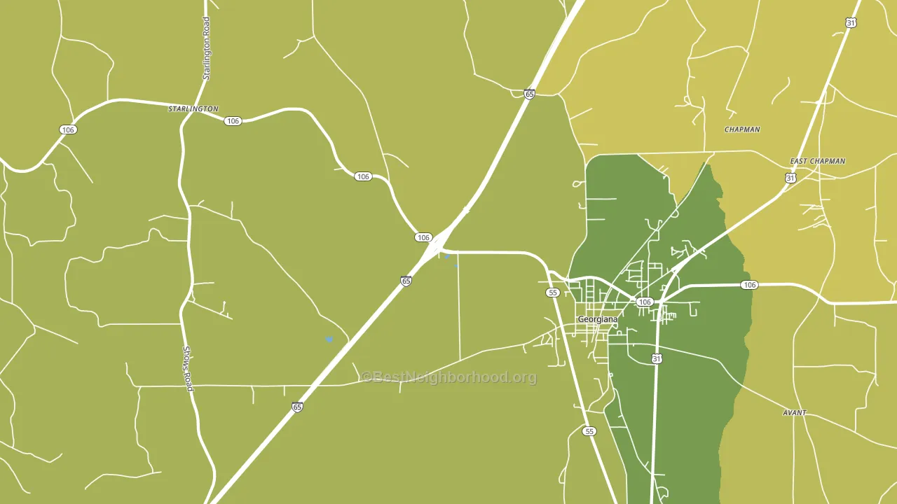 Chapman, AL block-group voter-turnout map