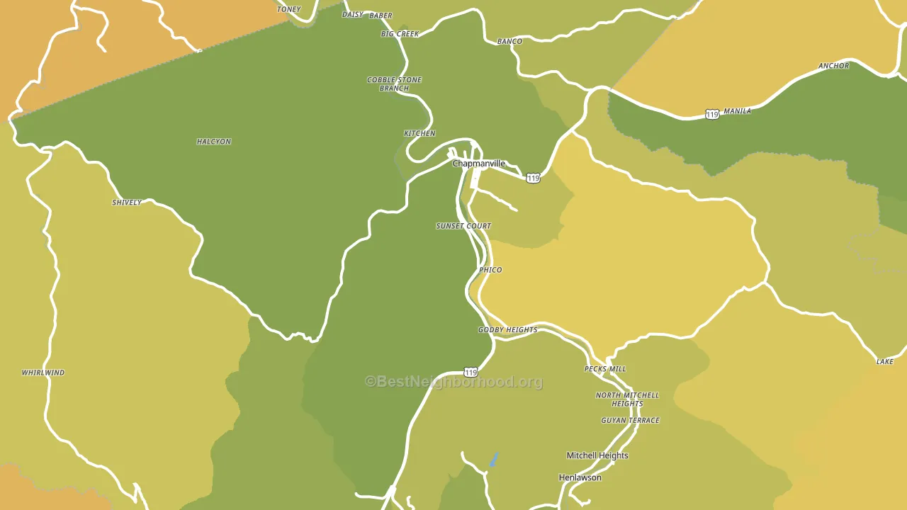 Chapmanville, WV block-group voter-turnout map