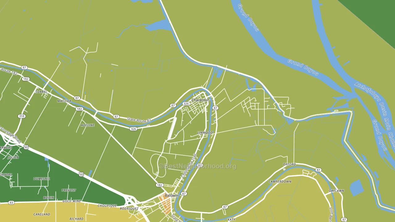 Charenton, LA block-group voter-turnout map