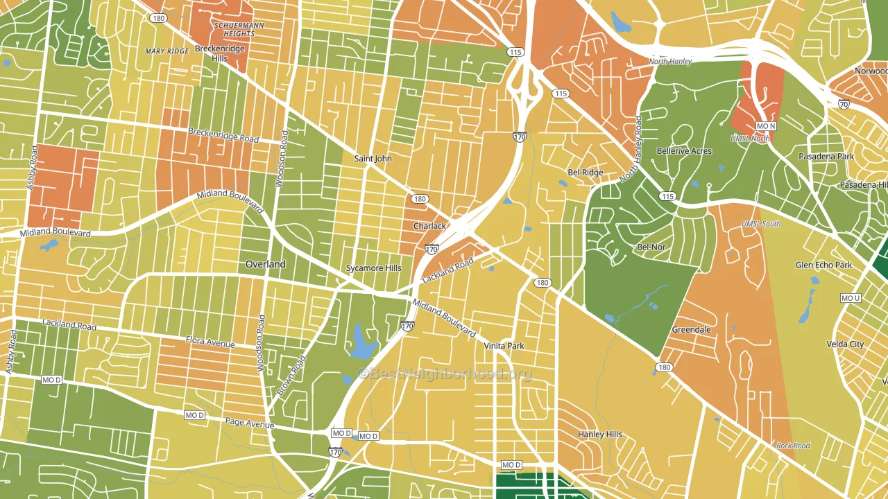 Charlack, MO block-group voter-turnout map