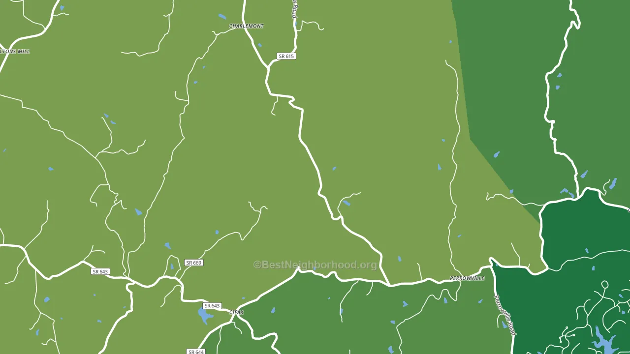 Charlemont, VA block-group voter-turnout map