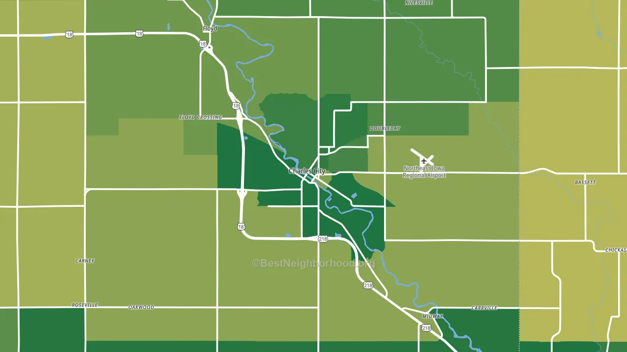 Charles City, IA block-group voter-turnout map