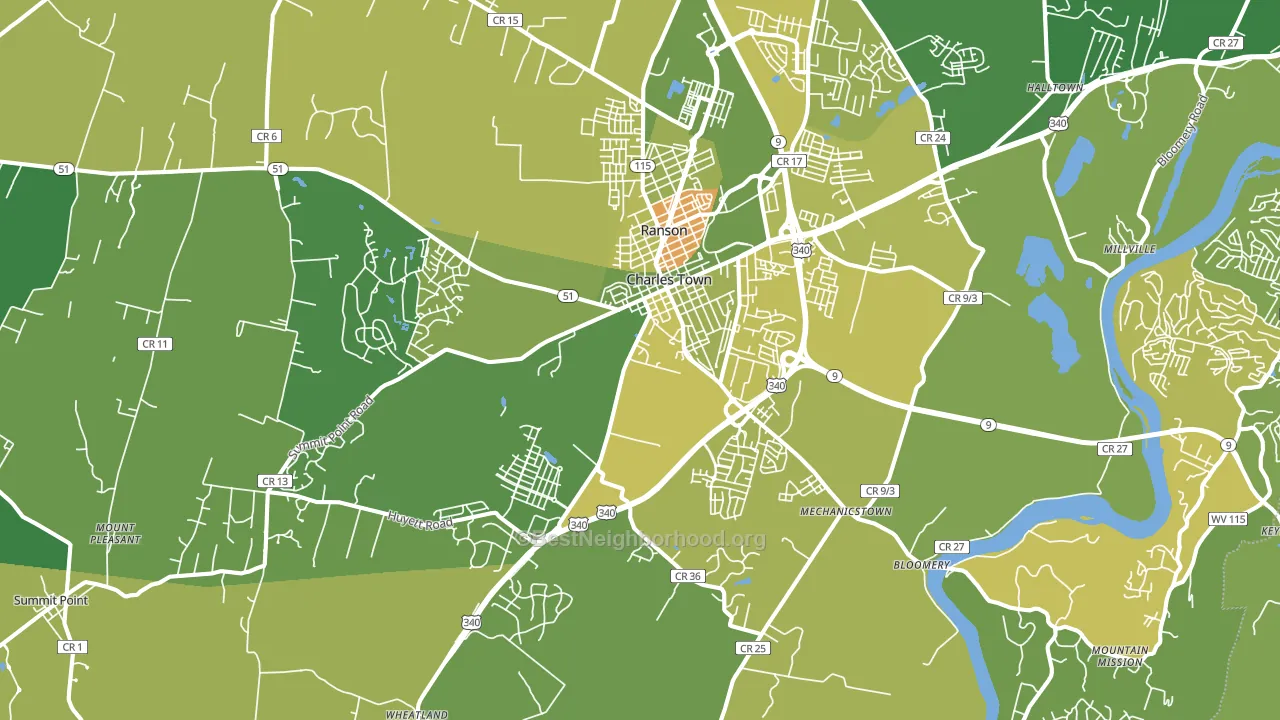 Charles Town, WV block-group voter-turnout map