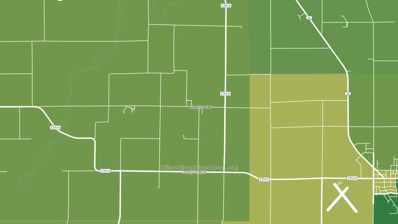 Charlesburg, WI block-group voter-turnout map