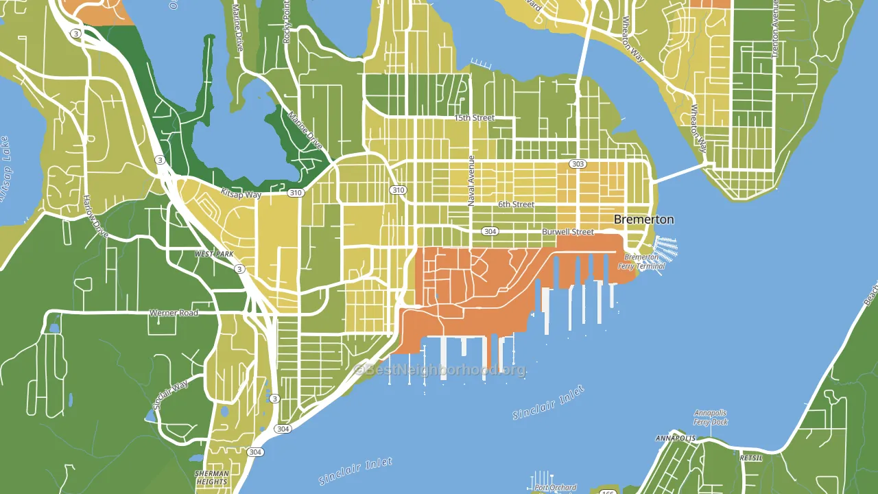 Charleston, Bremerton, WA block-group voter-turnout map