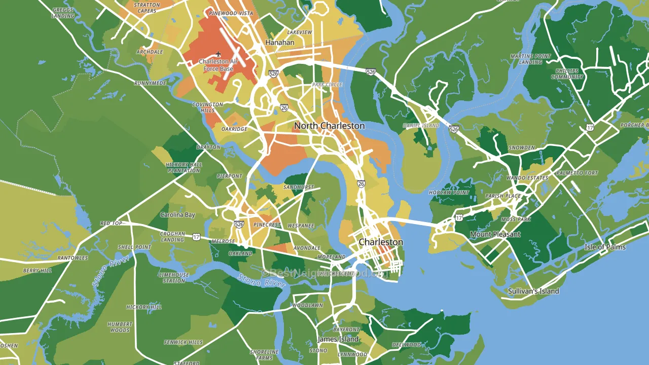 Charleston County, SC block-group voter-turnout map