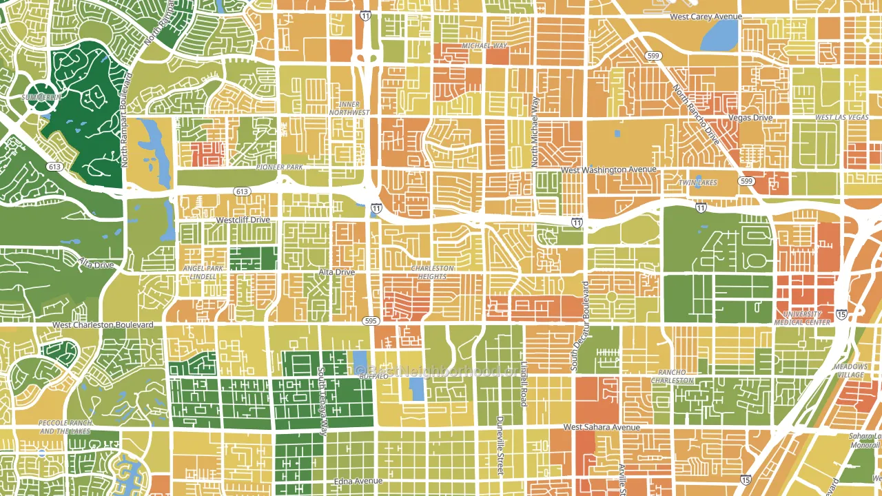 Charleston Heights, Las Vegas, NV block-group voter-turnout map