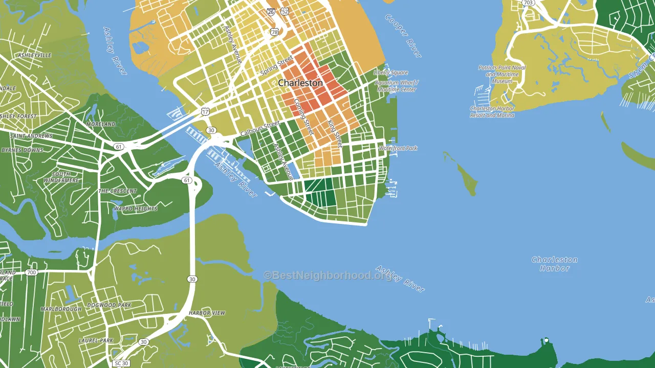 Charleston Historic District, Charleston, SC block-group voter-turnout map