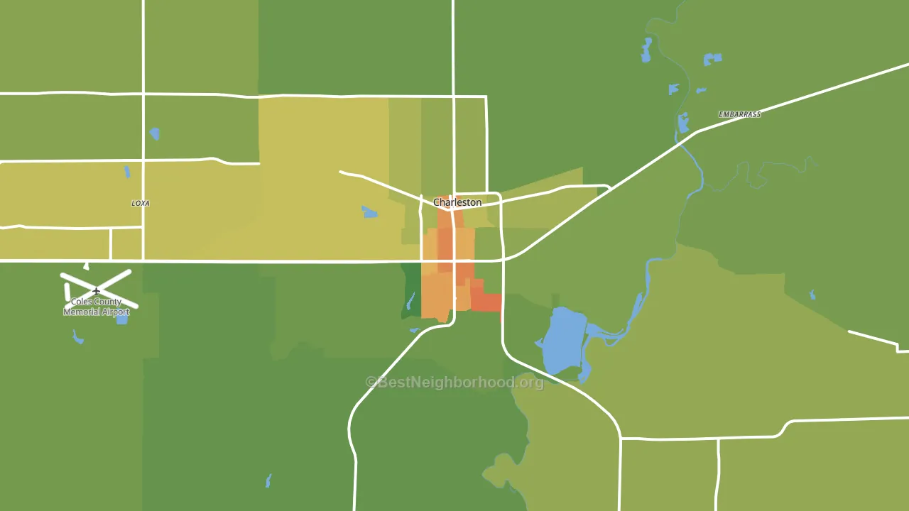 Charleston, IL block-group voter-turnout map