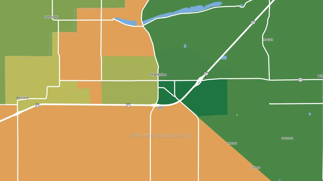 Charleston, MO block-group voter-turnout map