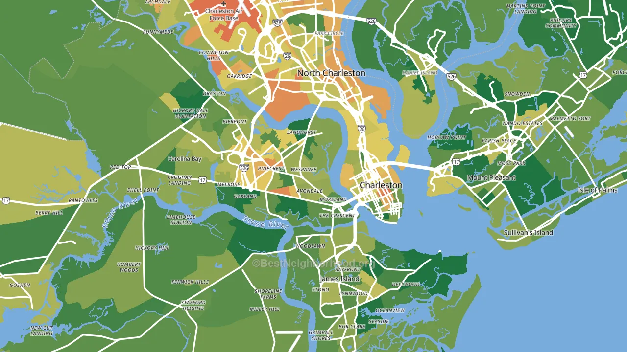 Charleston, SC block-group voter-turnout map