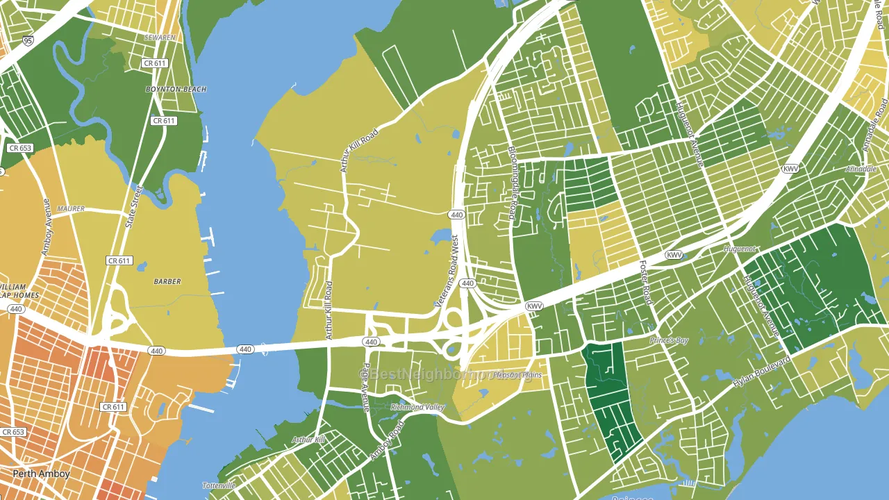 Charleston, Staten Island, NY block-group voter-turnout map