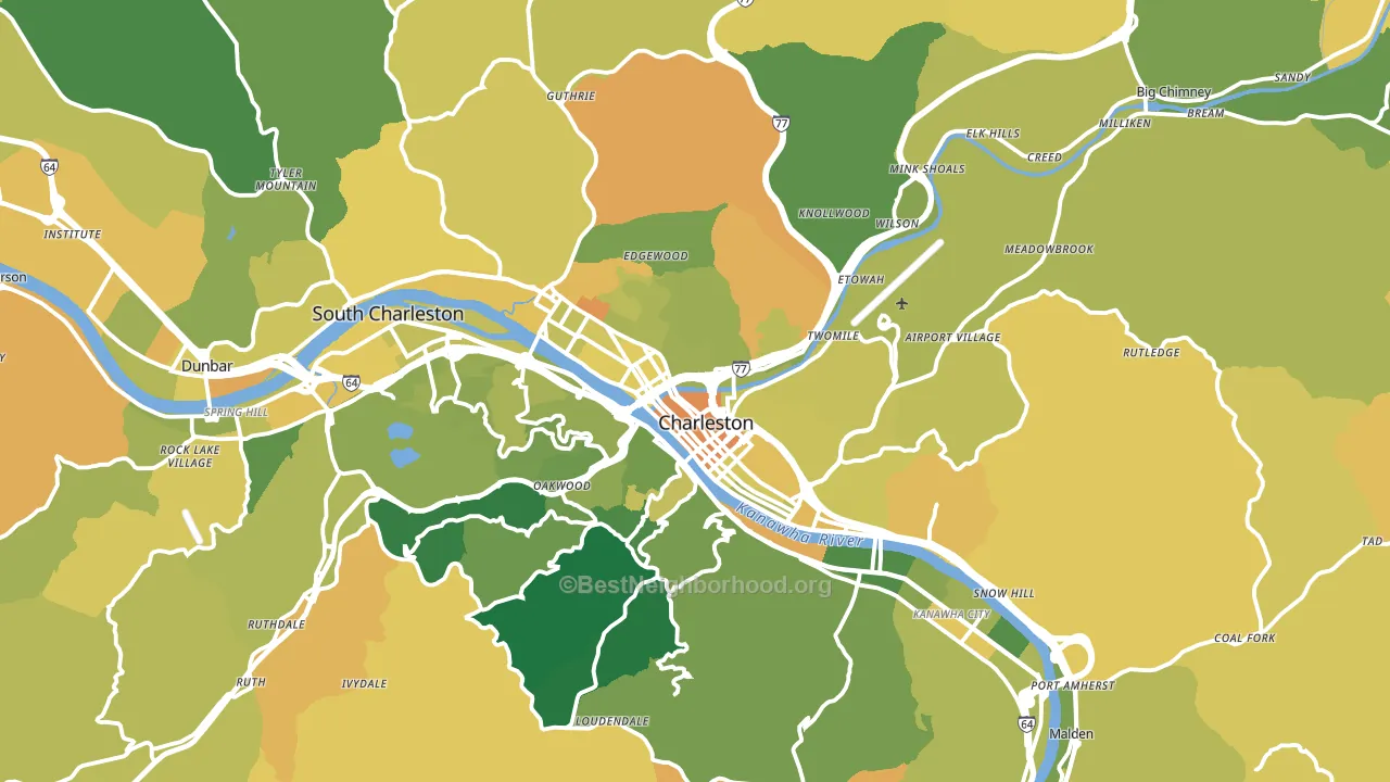 Charleston, WV block-group voter-turnout map