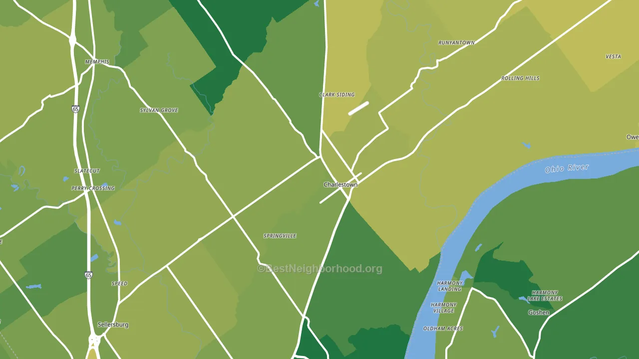 Charlestown, IN block-group voter-turnout map