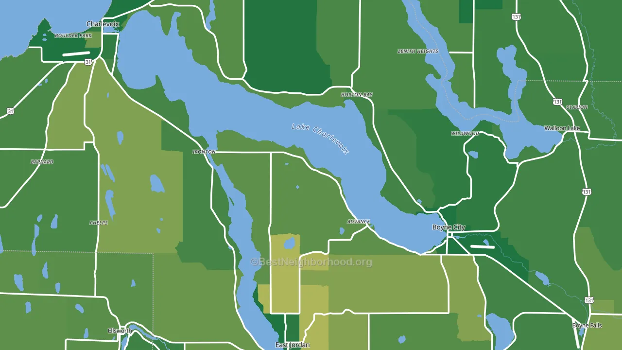 Charlevoix County, MI block-group voter-turnout map
