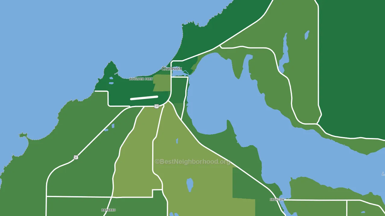 Charlevoix, MI block-group voter-turnout map