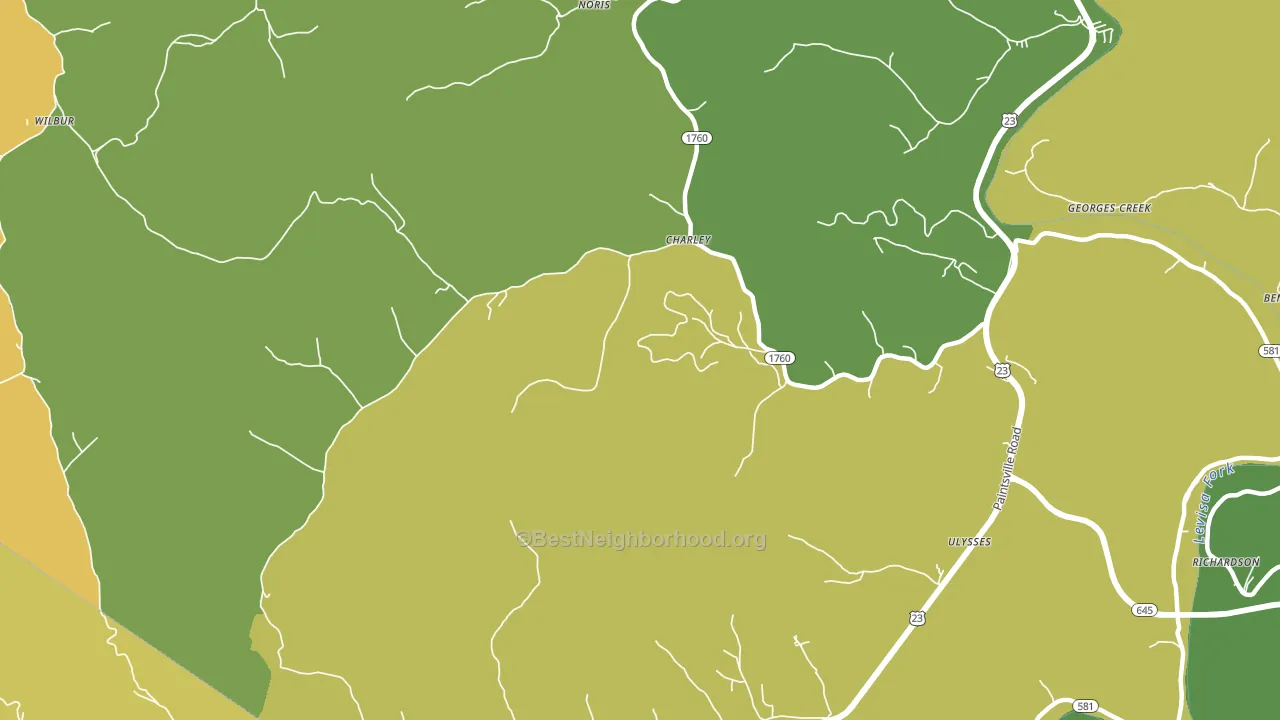 Charley, KY block-group voter-turnout map