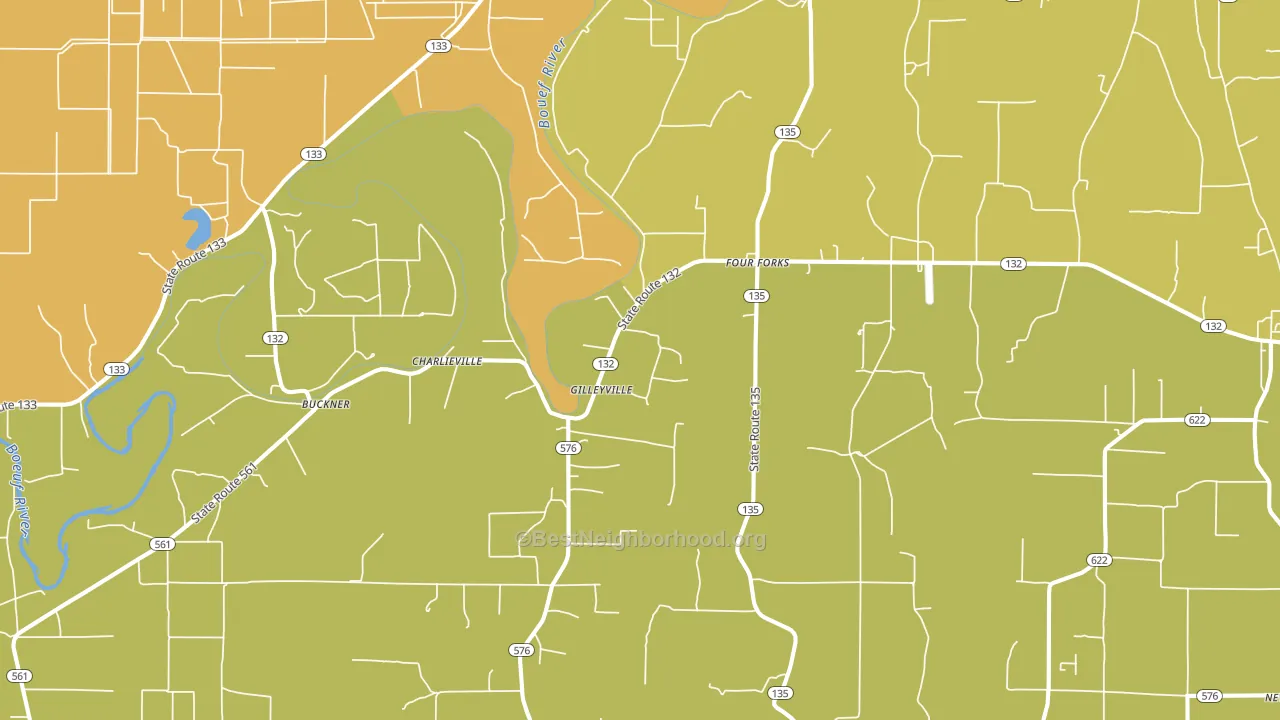 Charlieville, LA block-group voter-turnout map