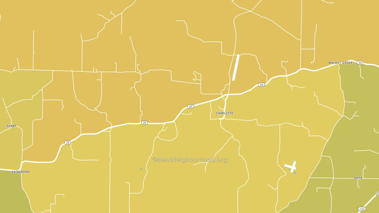 Charlotte, AR block-group voter-turnout map