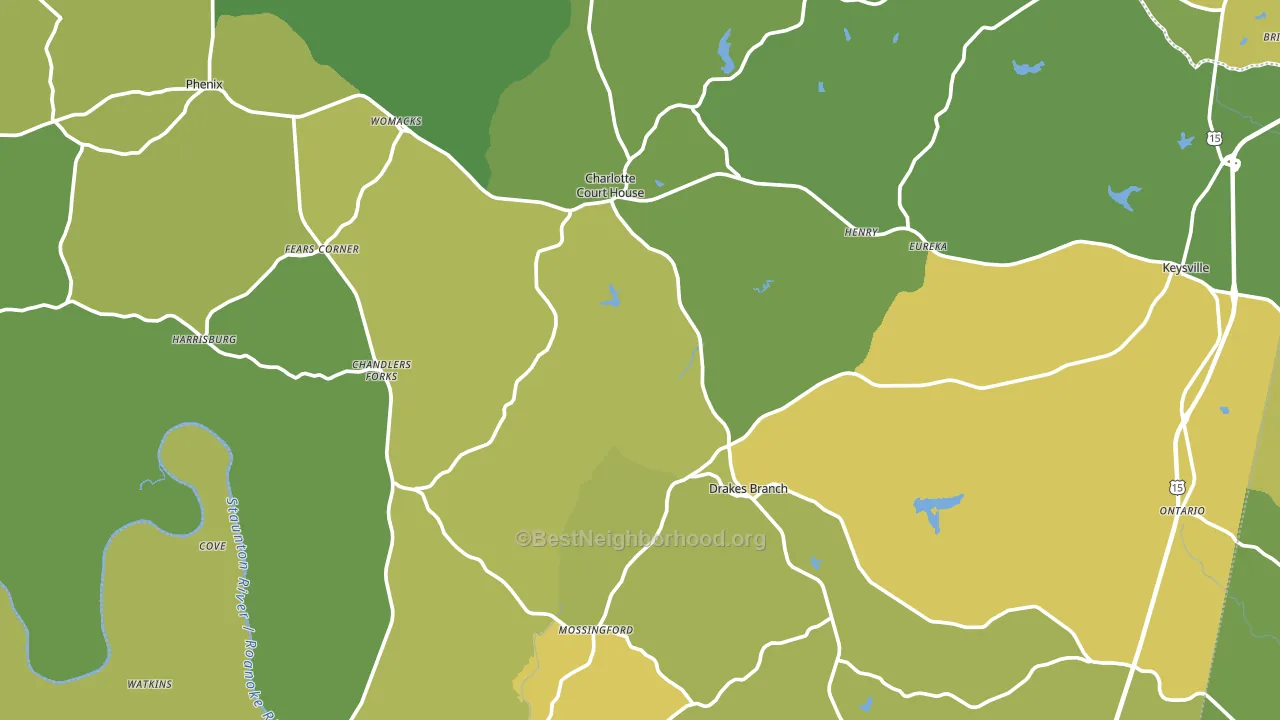 Charlotte County, VA block-group voter-turnout map