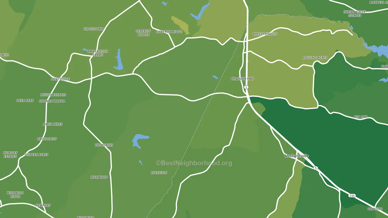 Charlotte Hall, MD block-group voter-turnout map