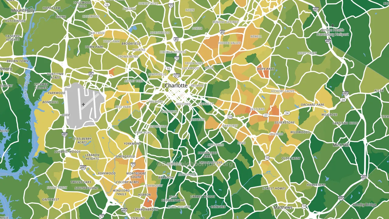 Charlotte, NC block-group voter-turnout map