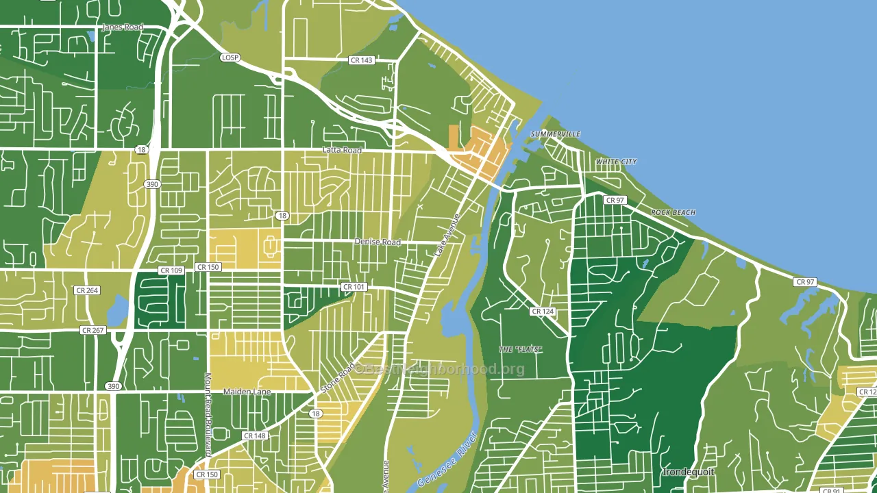 Charlotte, Rochester, NY block-group voter-turnout map