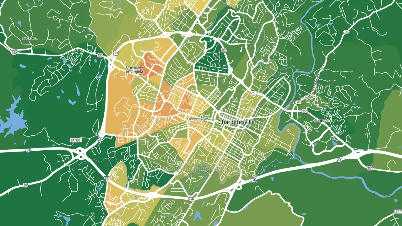 Charlottesville City, VA block-group voter-turnout map