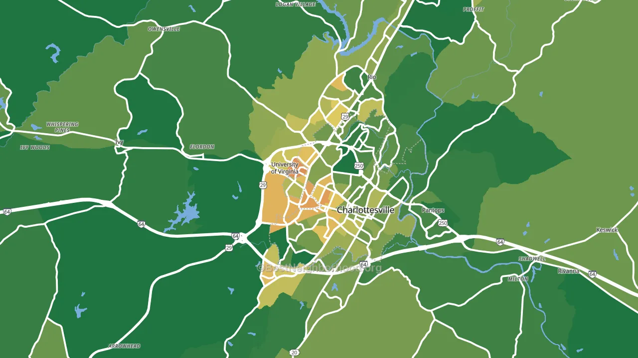 Charlottesville, VA block-group voter-turnout map