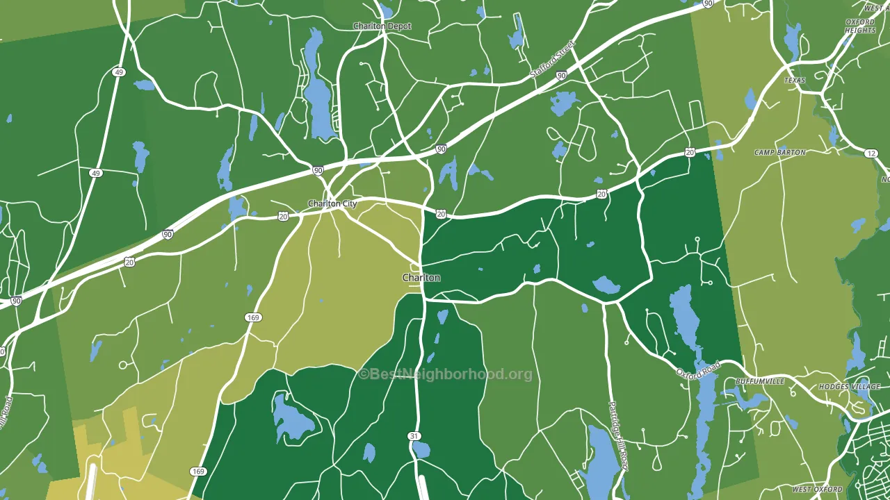 Charlton, MA block-group voter-turnout map