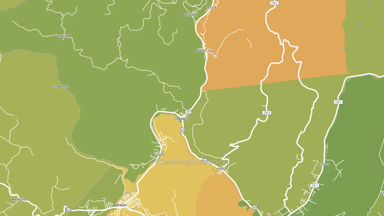 Charmco, WV block-group voter-turnout map