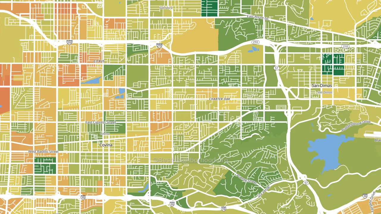 Charter Oak, Covina, CA block-group voter-turnout map