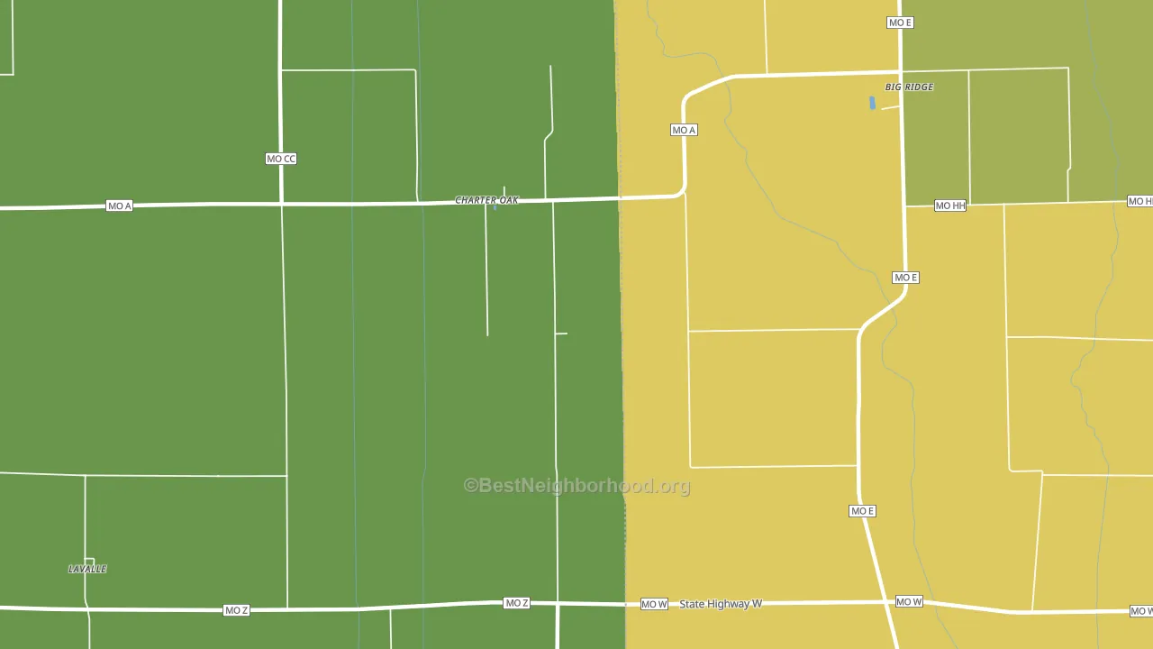Charter Oak, MO block-group voter-turnout map