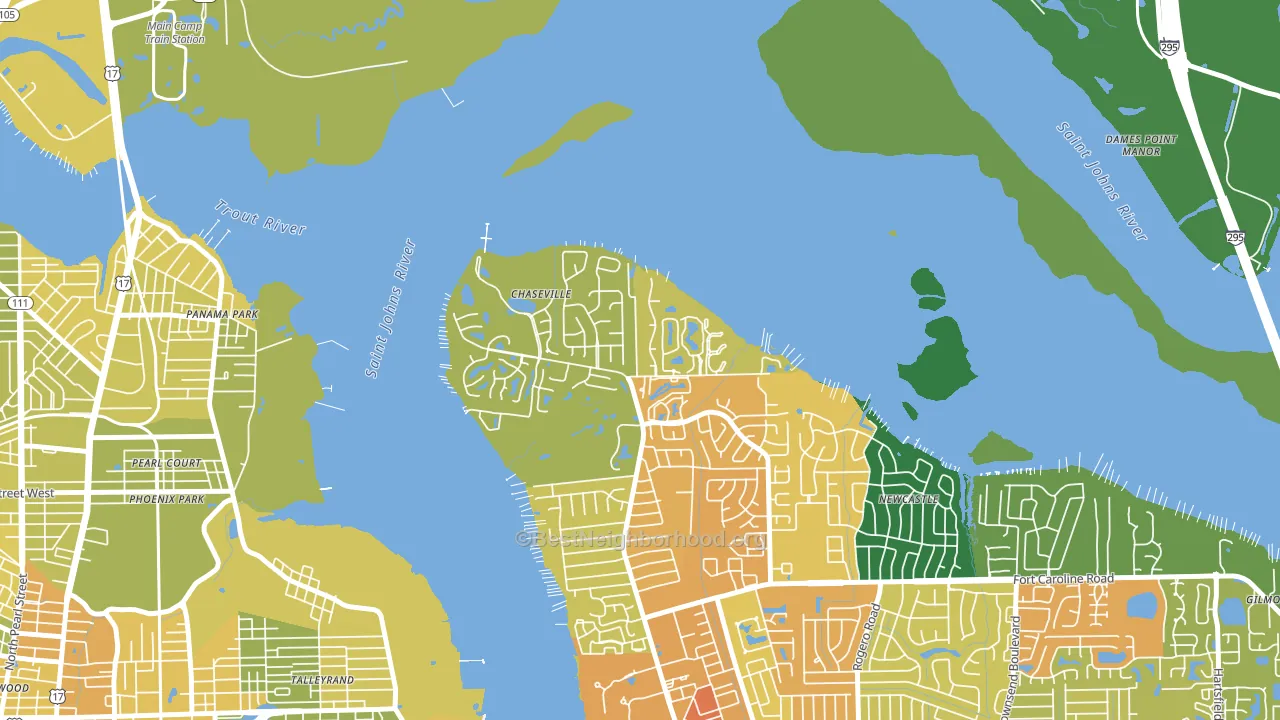 Charter Point, Jacksonville, FL block-group voter-turnout map