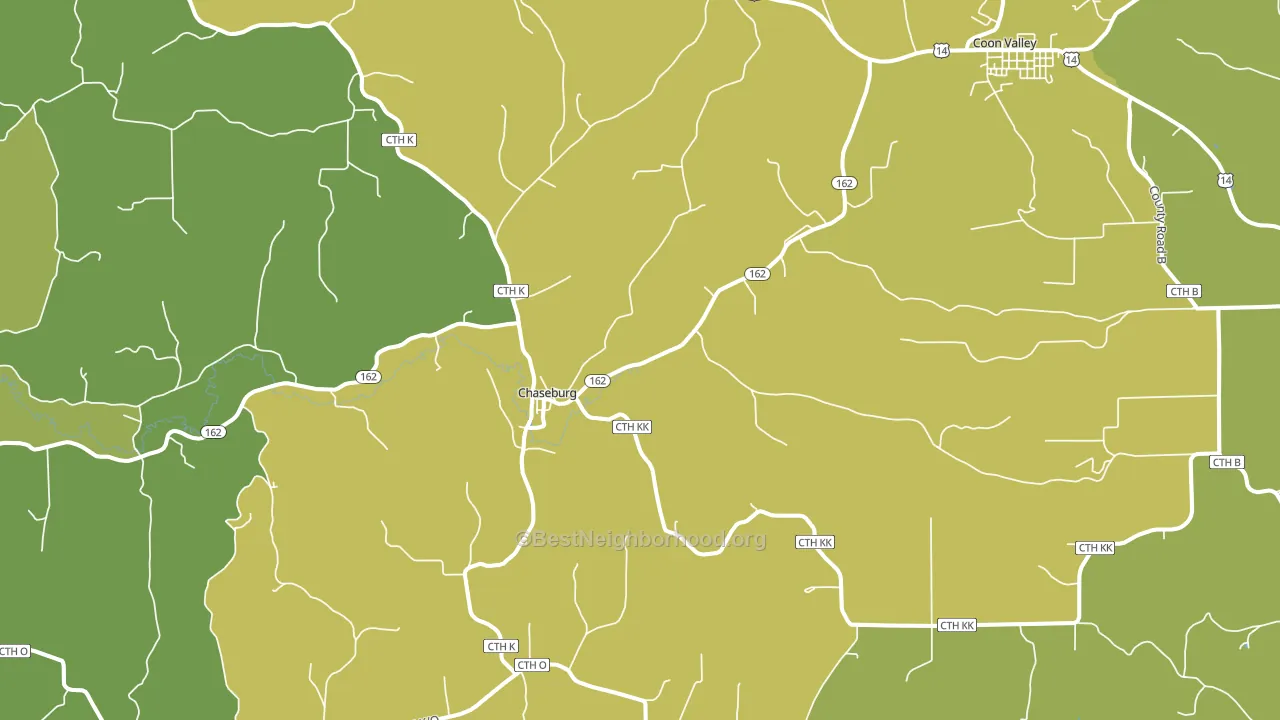 Chaseburg, WI block-group voter-turnout map