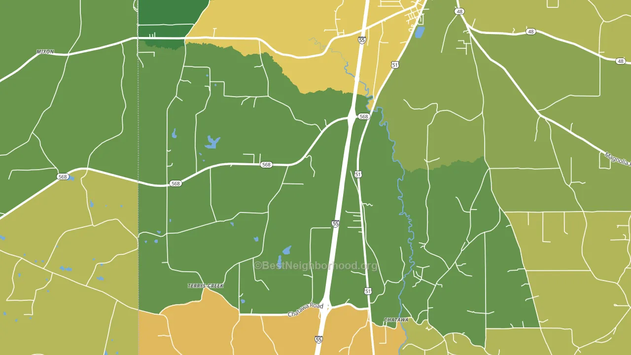 Chatawa, MS block-group voter-turnout map