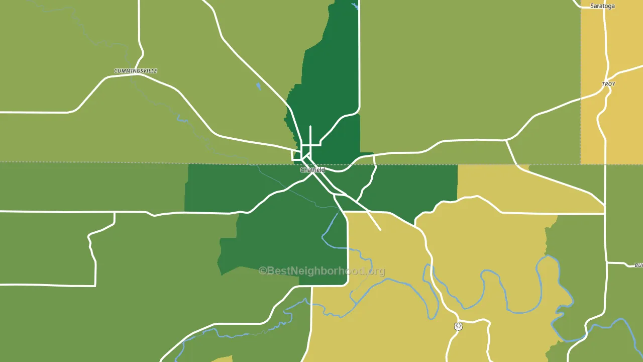 Chatfield, MN block-group voter-turnout map