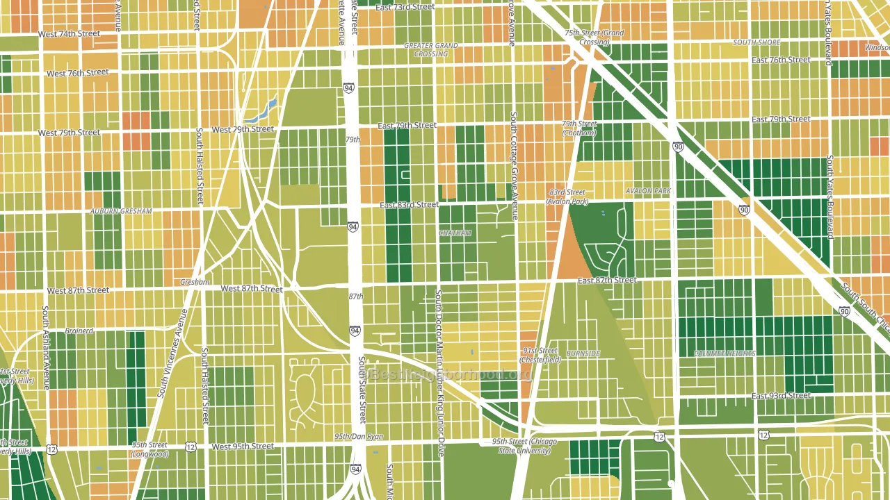 Chatham, Chicago, IL block-group voter-turnout map