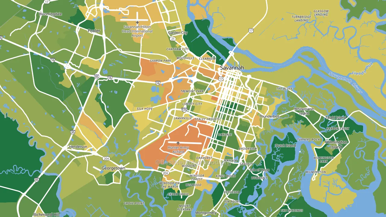 Chatham County, GA block-group voter-turnout map