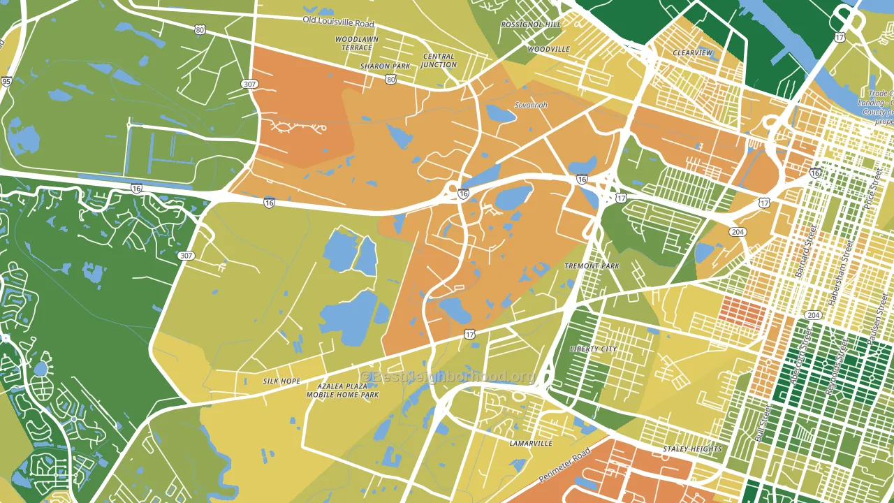 Chatham Parkway, Savannah, GA block-group voter-turnout map