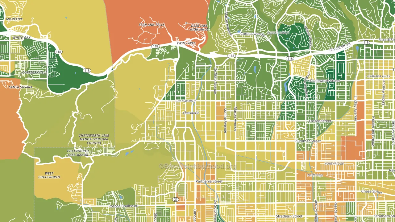 Chatsworth, CA block-group voter-turnout map