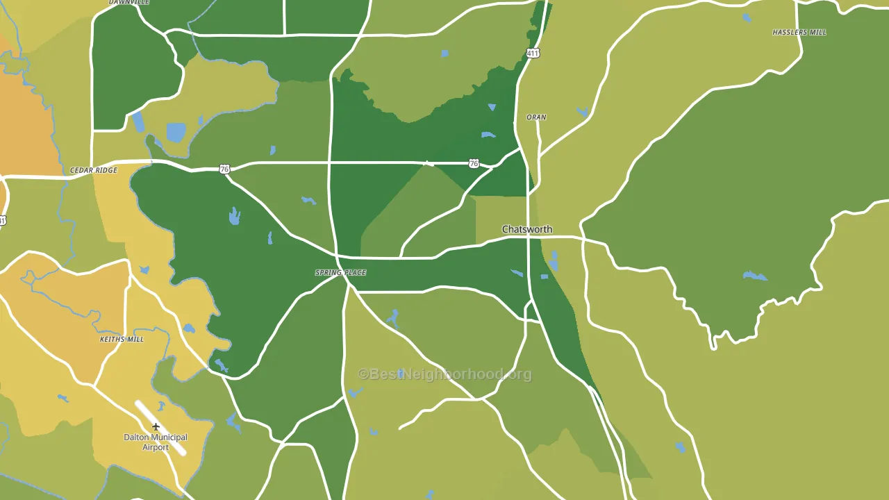 Chatsworth, GA block-group voter-turnout map