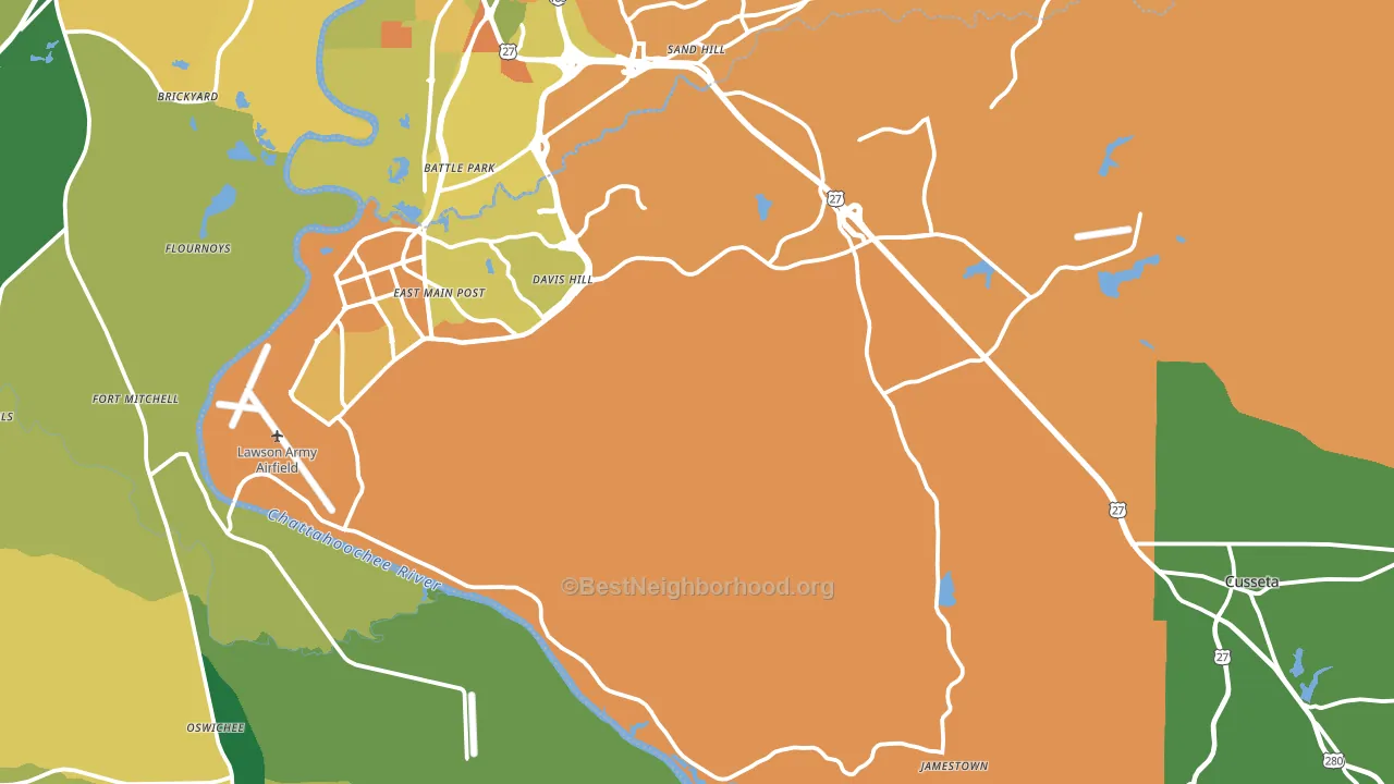 Chattahoochee County, GA block-group voter-turnout map