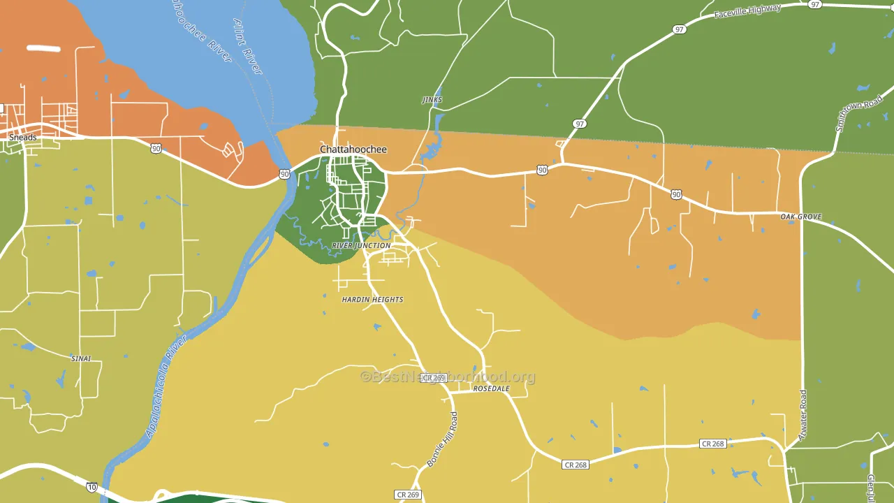 Chattahoochee, FL block-group voter-turnout map