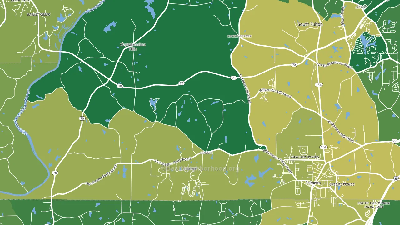 Chattahoochee Hills, GA block-group voter-turnout map