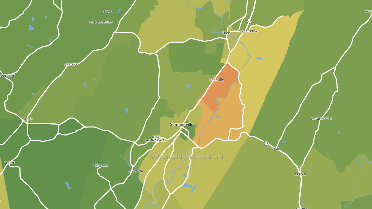 Chattooga County, GA block-group voter-turnout map