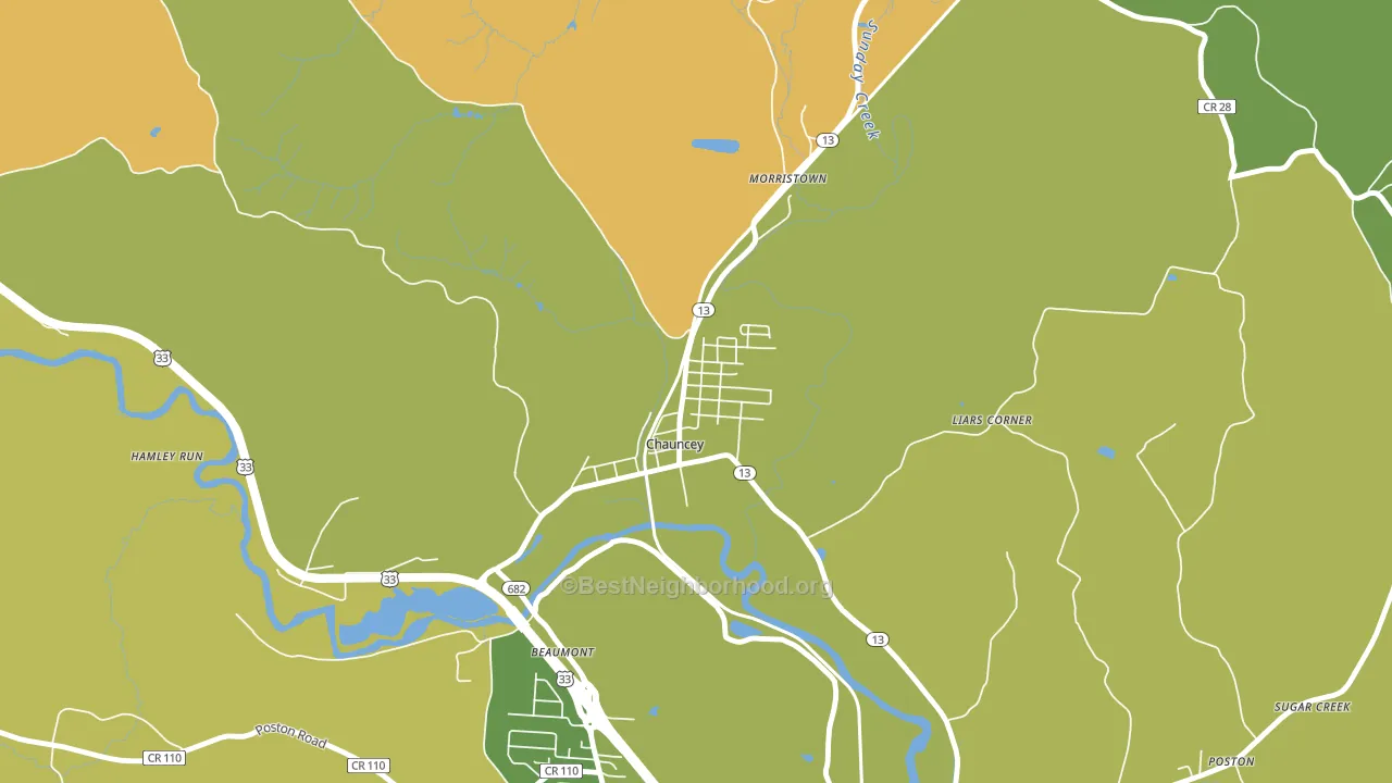Chauncey, OH block-group voter-turnout map
